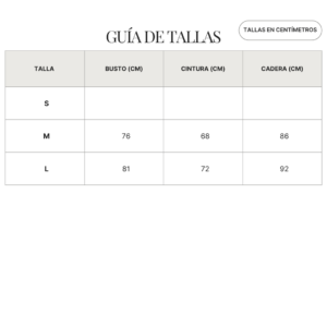 GUIA DE TALLAS GIORDANA GIORDANA